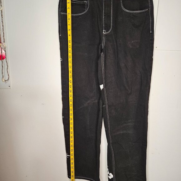 Ninth Ambush Hall black dark wash 100% cotton dragon print skater/grunge jeans - Picture 9 of 10